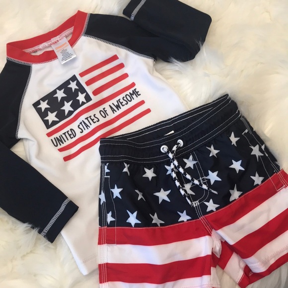 baby boy american flag bathing suit